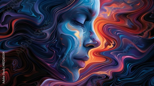 Abstract Portrait of a Woman in Swirling Colors photo