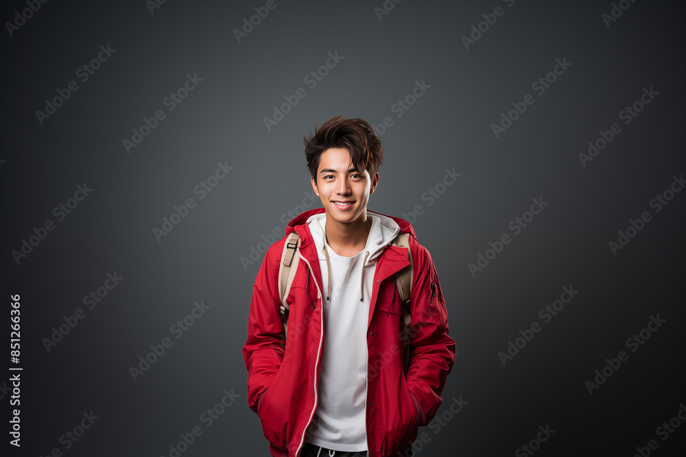 Portrait of a teenager wearing a red-white outfit on an isolated background with copy space Portrait of a teenager wearing a red-white outfit on an isolated background with copy space