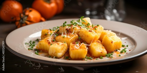 Sorrentina gnocchi plate tender and delicious. Concept Gnocchi, Italian Cuisine, Sorrentina Sauce, Comfort Food