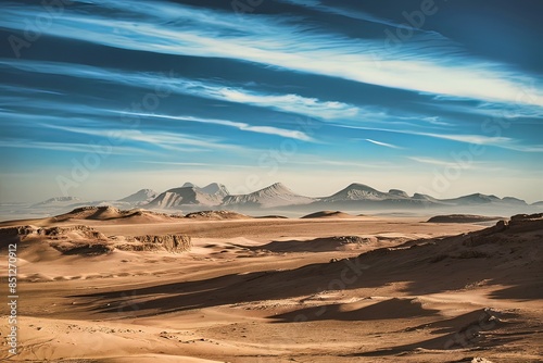 Egypt landscape mountains in the desert and cloudless sky