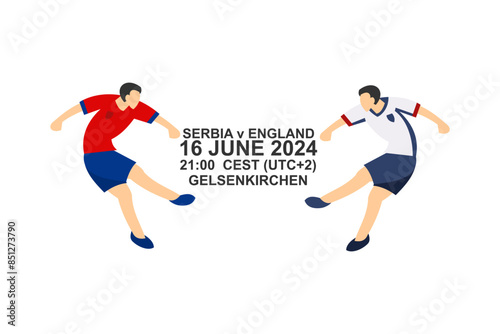 Serbia vs England, 2024 football match, Vector illustration. Simple sports illustration.
