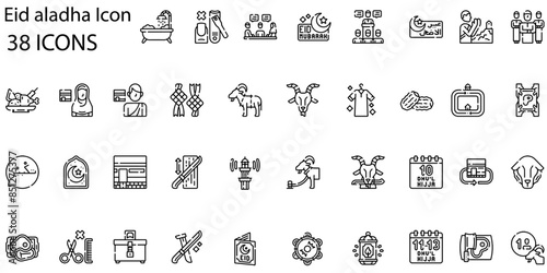 Set of eid aladha icons. Gradient style icon bundle. Vector Illustration
