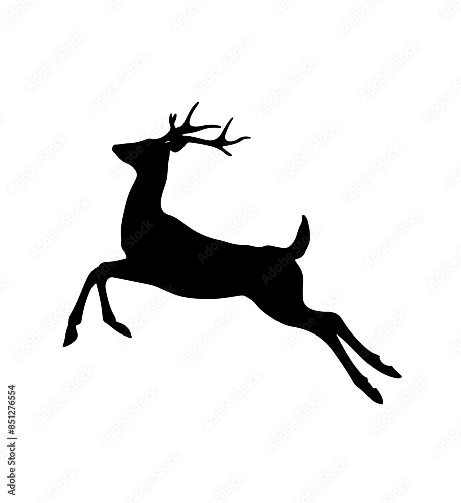 Fototapeta premium deer vector illustration silhouette black side view