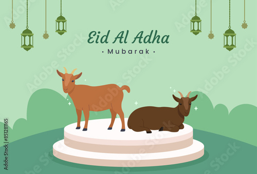 Flat design of Eid Al-Adha Mubarak background vector illustration