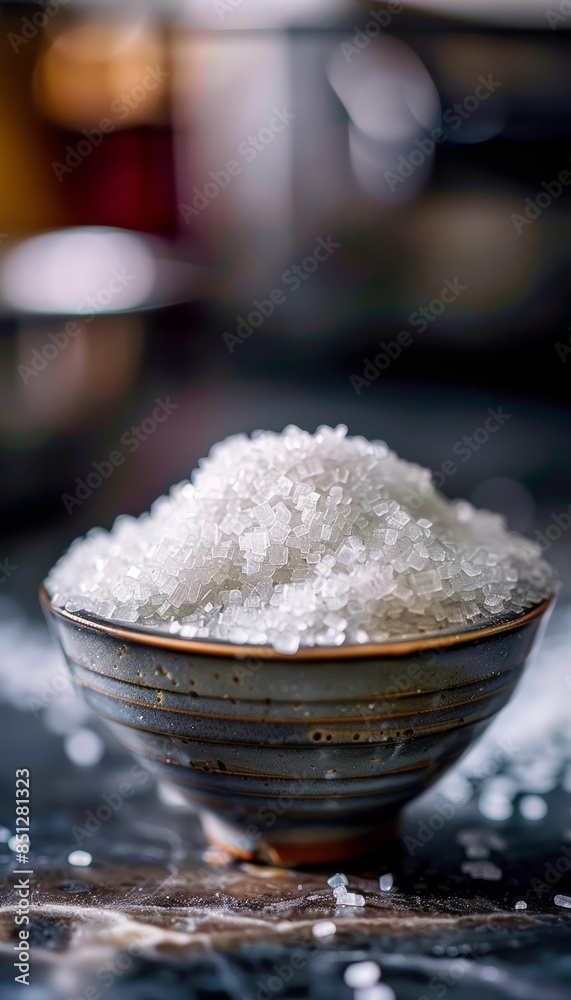 White MSG crystals in a small bowl White MSG crystals in a small bowl