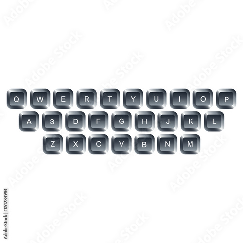 QWERTY button on laptop. Vector. A letter keyboard with a simple design that can be edited.
