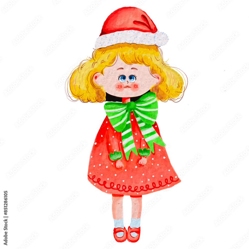 little girl with santa hat, Element cute girl, kawaii girl with adorable, drawn and watercolor, little girl with santa hat little girl with santa hat, Element cute girl, kawaii girl with adorable, drawn and watercolor, little girl with santa hat