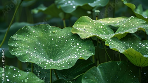 @ATMJD-666ba4177e2906a31077563d@ close up of water droplets on lotus leaves, high detail, photo, hd 