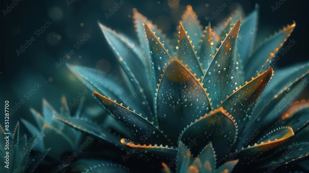 Close-up of spiky aloe vera and smooth cactus leaves, nature's succulents Close-up of spiky aloe vera and smooth cactus leaves, nature's succulents