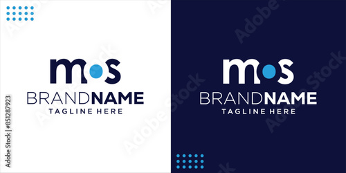 MOS letter logo with negative space design. Letters with geometric typography. design inspiration, illustration, vector