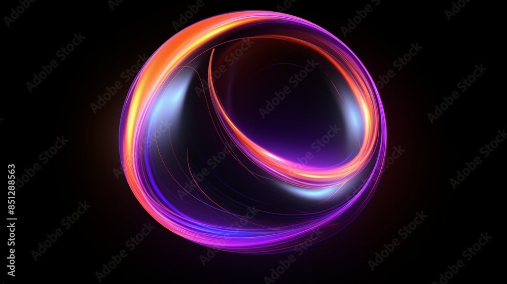 Abstract Glowing Neon Sphere with Fluid Curves Abstract Glowing Neon Sphere with Fluid Curves