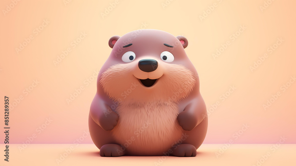 Cute and whimsical clay Groundhog icon created in Blender with muted pastel colors on a matte background. Cute and whimsical clay Groundhog icon created in Blender with muted pastel colors on a matte background.
