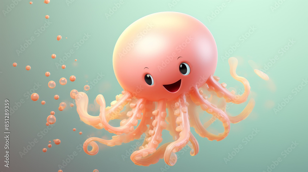 Delightful clay jellyfish icons in muted pastel tones created with Blender software on matte backgrounds for a kawaii aesthetic. Delightful clay jellyfish icons in muted pastel tones created with Blender software on matte backgrounds for a kawaii aesthetic.
