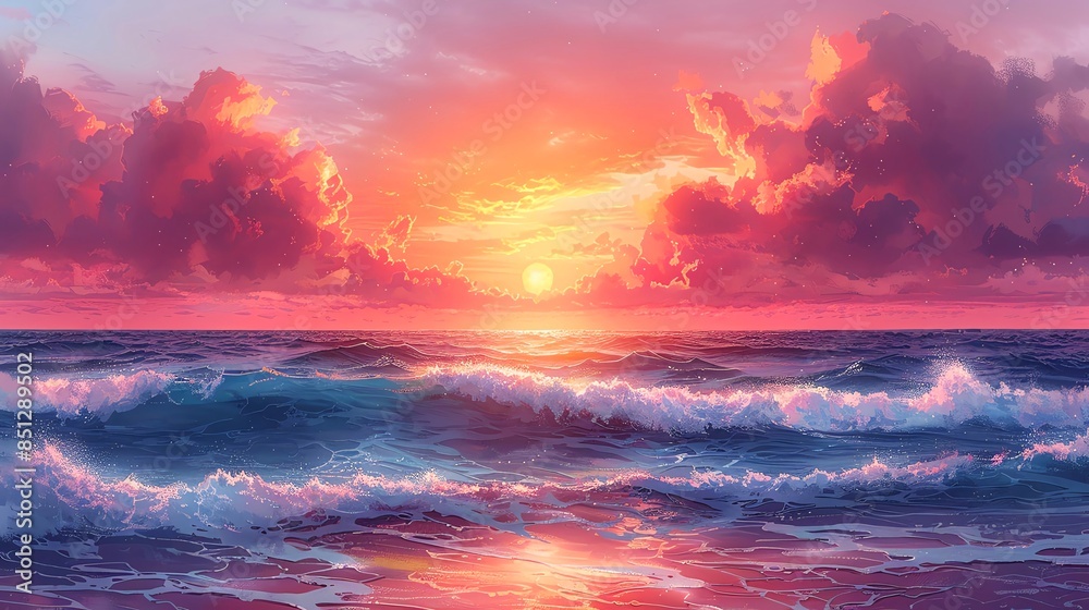 Blissful seaside sunrises painting the sky with hues of gold and pink Blissful seaside sunrises painting the sky with hues of gold and pink