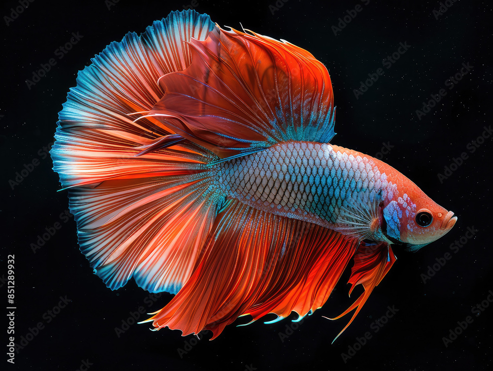 Fototapeta premium Stunning Betta Fish with Flowing Fins in Underwater Scene