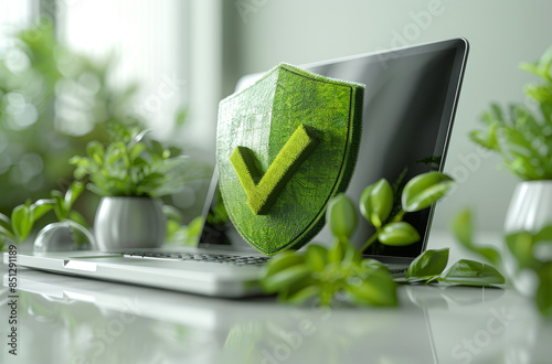 3D Computer Laptop with Security Shield Eco-Friendly Privacy