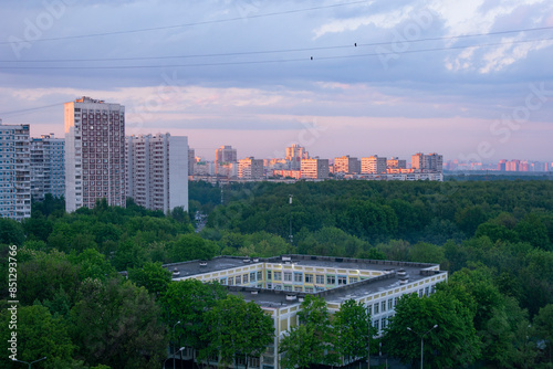 Soviet residential buildings in the Konkovo district, Moscow photo