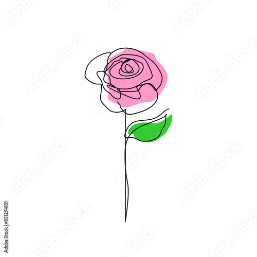 A sprig of rose buds in simple line technique sketch style. Isolated on light green square background. For quote illustrations, articles, designs, social media and wallpapers. Vector Illustration