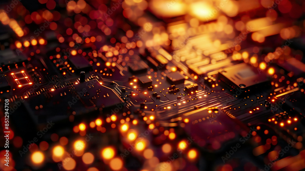Macro shot of tiny IoT sensors, casting intricate shadows under intense, directional lighting Macro shot of tiny IoT sensors, casting intricate shadows under intense, directional lighting