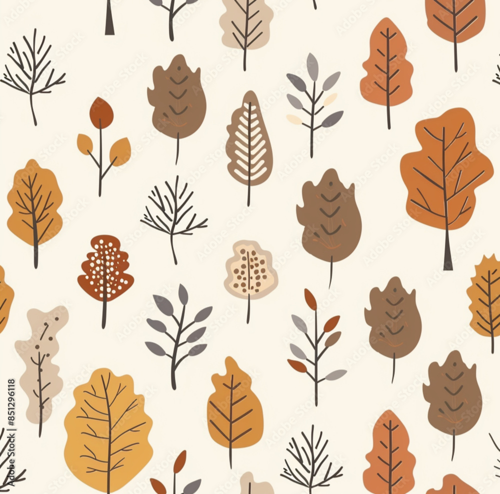 continuous nordic autumn winter textile pattern for kids, organic, earthy tones, minimal, negative space, nature inspired, dreamy, on cream background continuous nordic autumn winter textile pattern for kids, organic, earthy tones, minimal, negative space, nature inspired, dreamy, on cream background