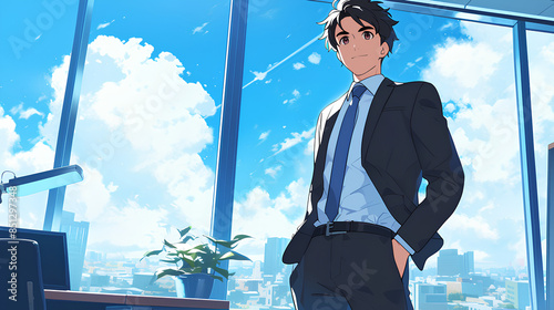 anime boy professional office manager profession