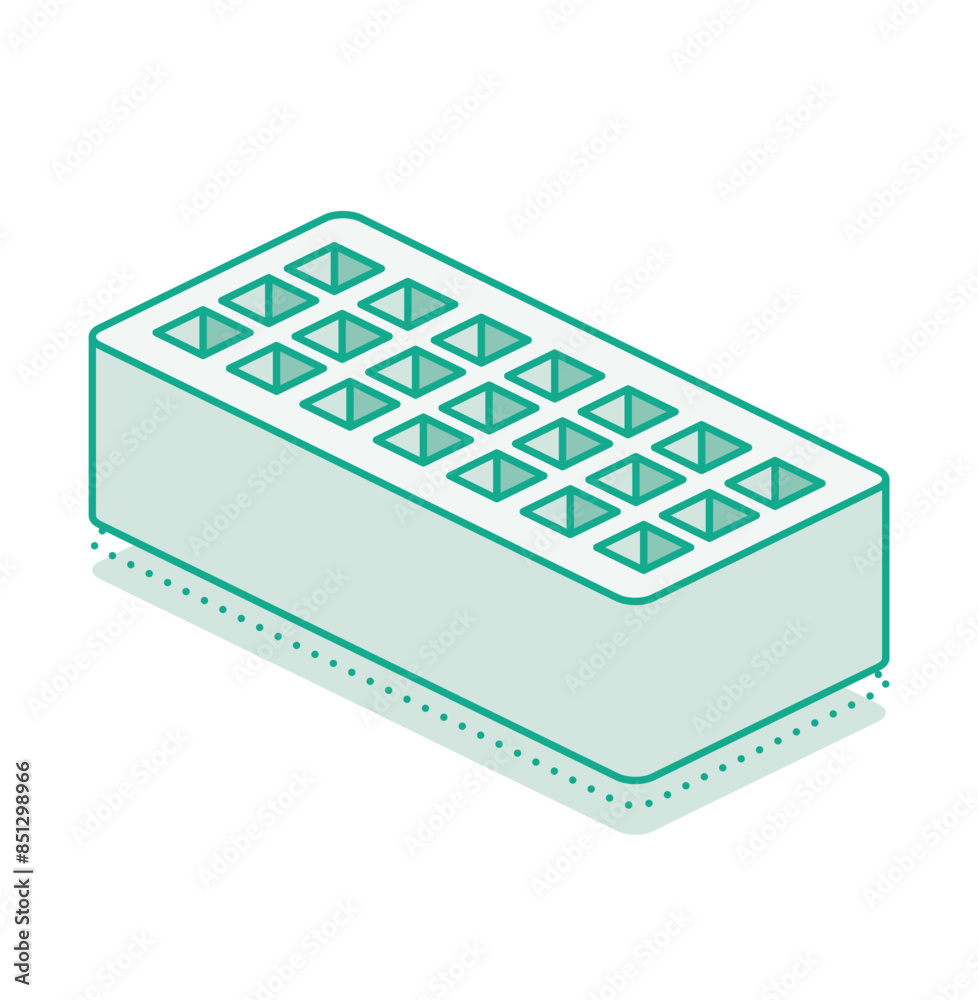 Isometric brick with holes. Outline 3D object isolated on white background. Infographics element. Isometric brick with holes. Outline 3D object isolated on white background. Infographics element.