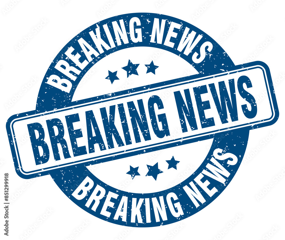 Fototapeta premium breaking news stamp. breaking news label. round grunge sign
