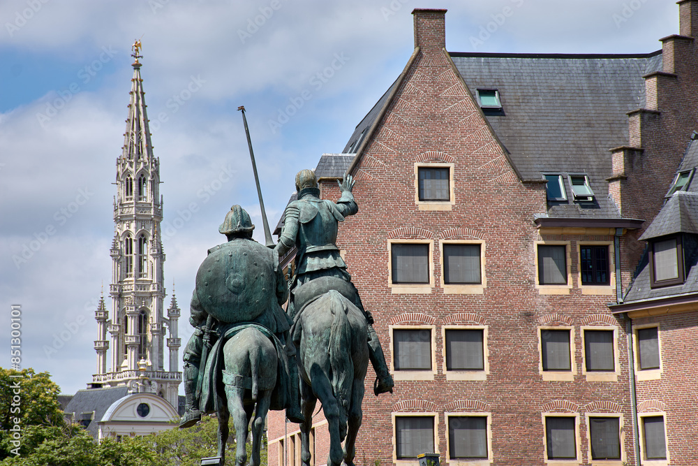 Fototapeta premium Don Quixote Monument in the Spanish Steps, Brussels, Belgium