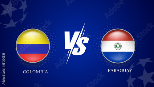 Colombia vs Paraguay  broadcast template for sports Copa America 2024. vector illustration