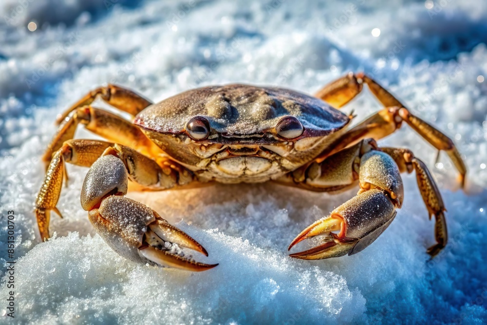 crab on flake ice. Fresh raw shellfish food crab on flake ice. Fresh raw shellfish food