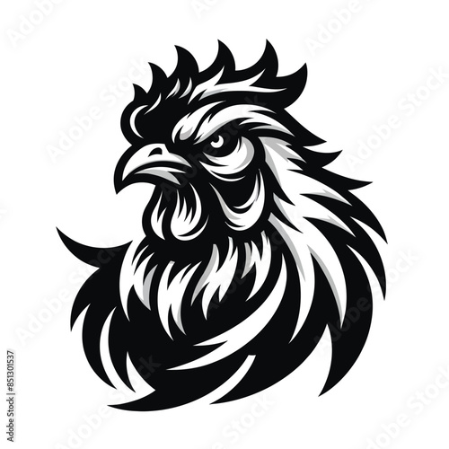 Wallpaper Mural chicken mascot logo in black and white silhouette Torontodigital.ca