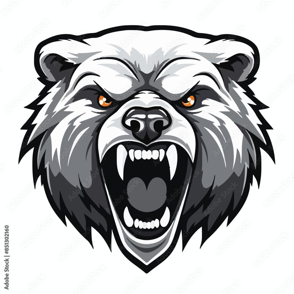 angry grizzly bear head vector art illustration isolated on white background angry grizzly bear head vector art illustration isolated on white background