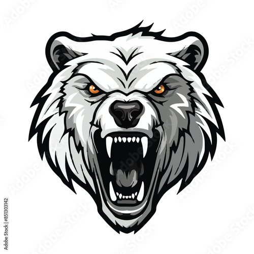 angry grizzly bear head vector art illustration isolated on white background