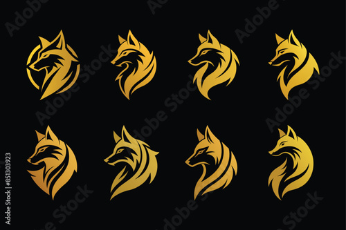 Minimalist golden wolf logo vector