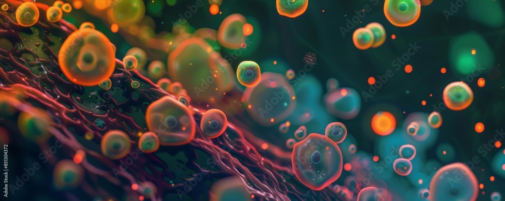 A vibrant and captivating close-up image of glowing bacterial colonies, showcasing their luminescence and intricate patterns under a microscope A vibrant and captivating close-up image of glowing bacterial colonies, showcasing their luminescence and intricate patterns under a microscope