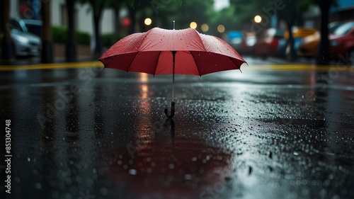 Wallpaper Mural Rain on umbrella, cloudy raining day in city street, weather, emotion, lonely. Torontodigital.ca