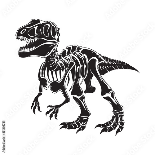 Tyrannosaurus Rex skeleton Silhouette vector side view
