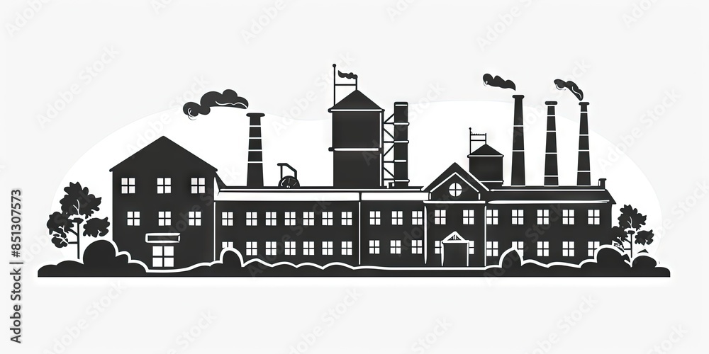 Obraz premium monochrome black image of an industrial factory ready to be constructed - commercial real estate concept