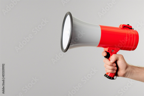 “Voice Amplified: Handheld Megaphone Announcement”