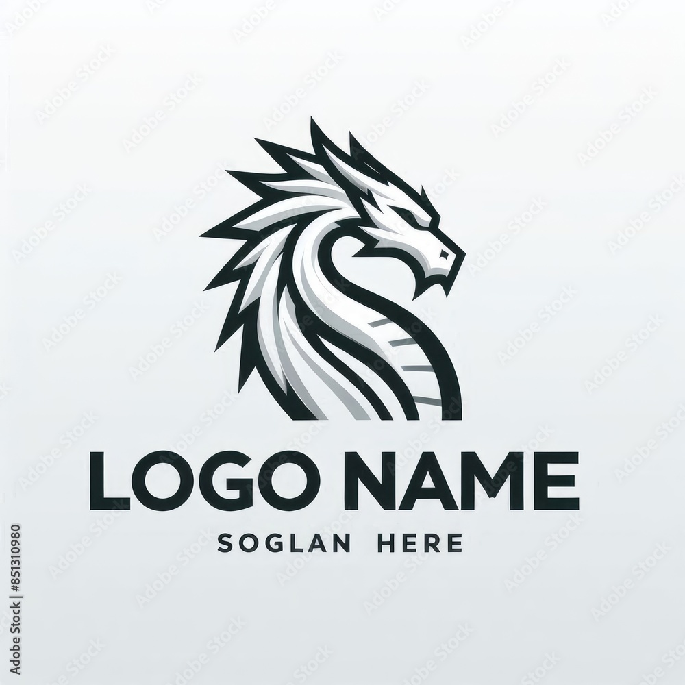 Obraz premium Futuristic Dragon Logo: Power and Innovation in Design