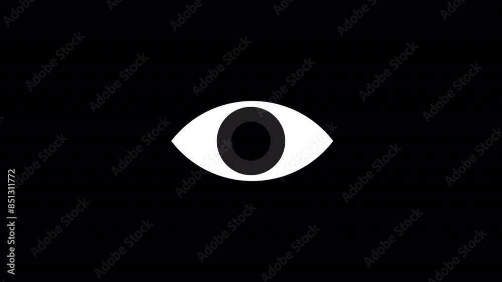 A close up of blinking eye animation with a transparent background. Vector eye illustration motion graphics