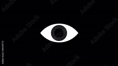 A close up of blinking eye animation with a transparent background. Vector eye illustration motion graphics
