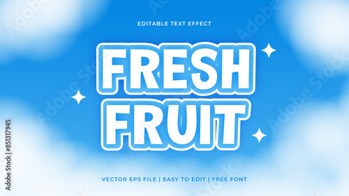 Editable text effects template design with fruits theme and cheerful colors