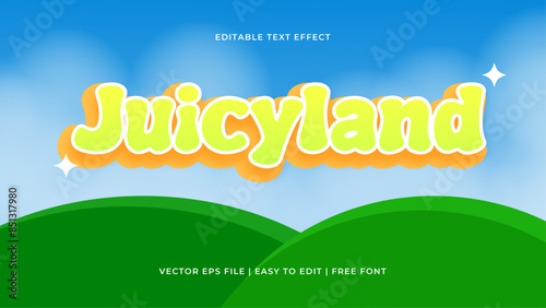 Editable text effects template design with fruits theme and cheerful colors