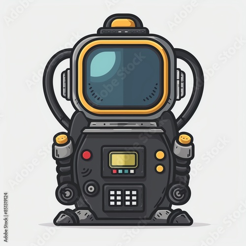 Wallpaper Mural A dive computer clipart, scuba gear element, vector illustration, black, isolated on white background Torontodigital.ca