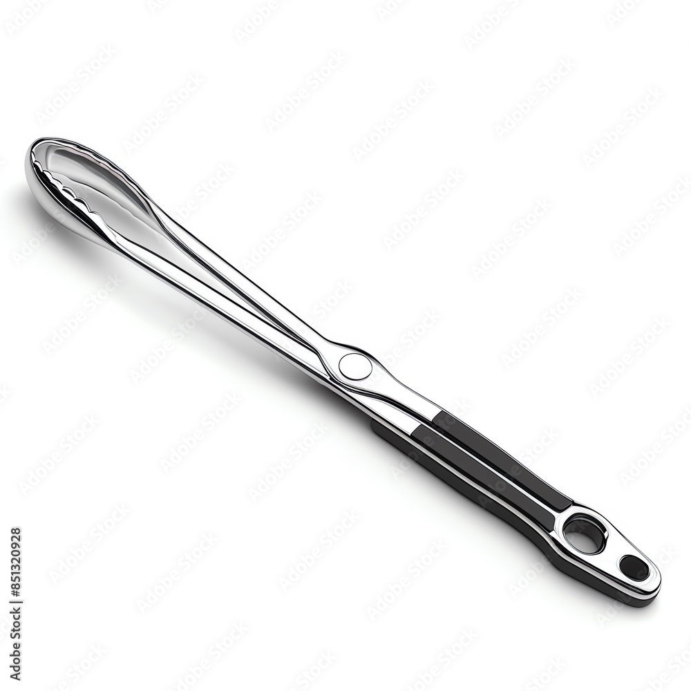 A tongs clipart, kitchen tool element, vector illustration, silver and black, isolated on white background A tongs clipart, kitchen tool element, vector illustration, silver and black, isolated on white background
