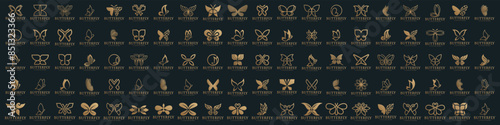 Canvas Print set of creative abstract butterfly logo design