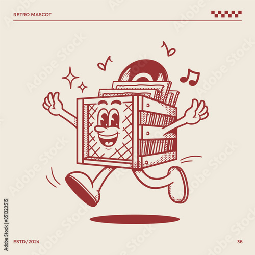 Retro music character illustration, vintage music illustration