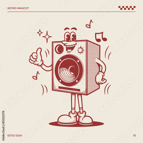 Retro music character illustration, vintage music illustration
