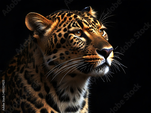 Close up Of Leopard With Black Background. Generative AI